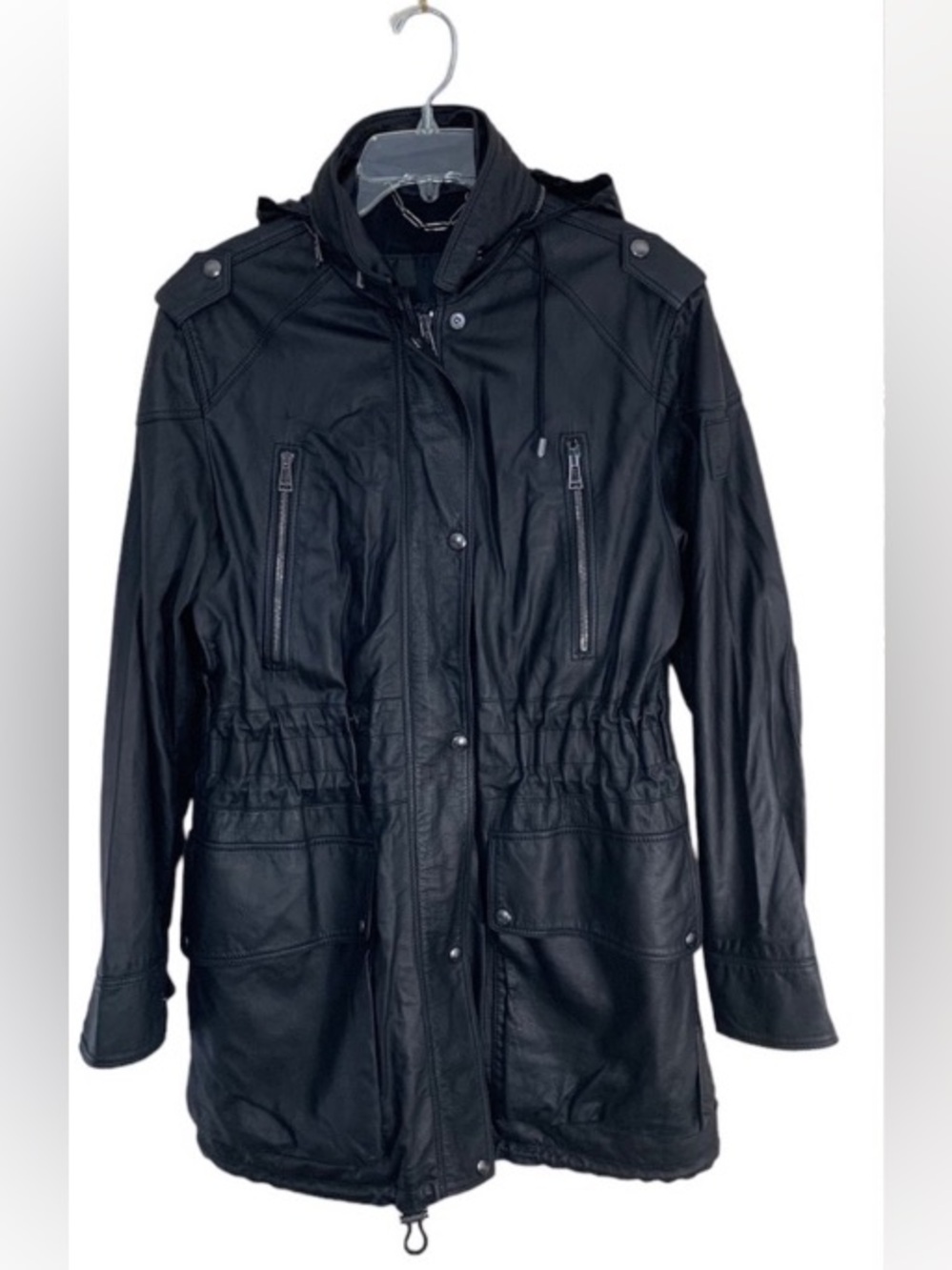 Belstaff ladies black leather jacket. Size 44